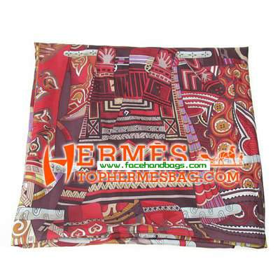 Hermes 100% Silk Square Scarf Red HESISS 130 x 130 - Click Image to Close